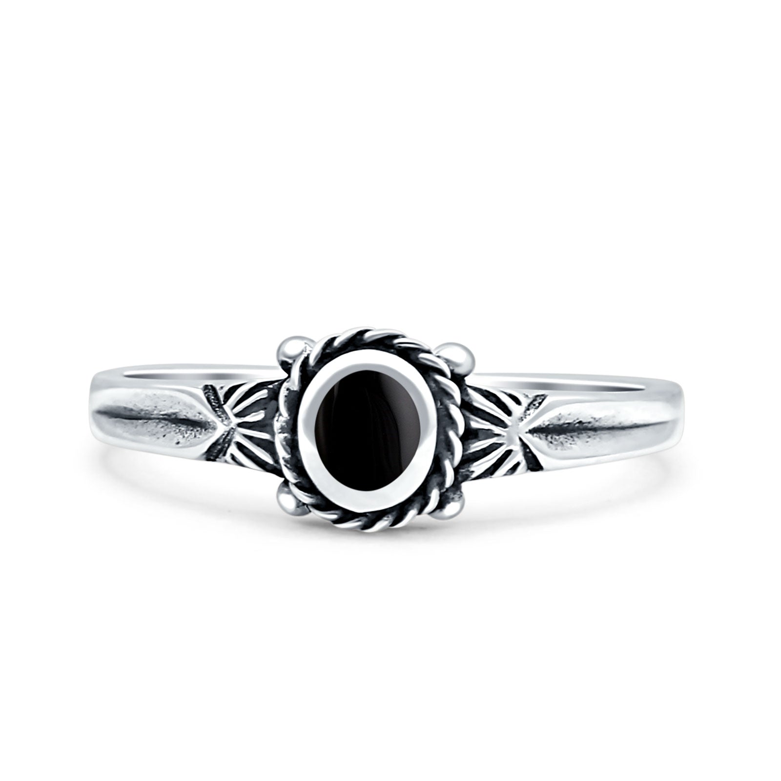 Vintage Style Oval Thumb Ring Statement Fashion Oxidized Simulated Black Onyx 925 Sterling Silver