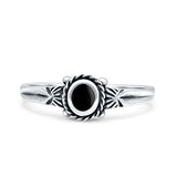 Vintage Style Oval Thumb Ring Statement Fashion Oxidized Simulated Black Onyx 925 Sterling Silver