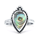 Petite Dainty Statement Fashion Pear Thumb Ring Simulated Abalone 925 Sterling Silver