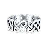 Celtic Oxidized Band Solid 925 Sterling Silver Thumb Ring (7mm)
