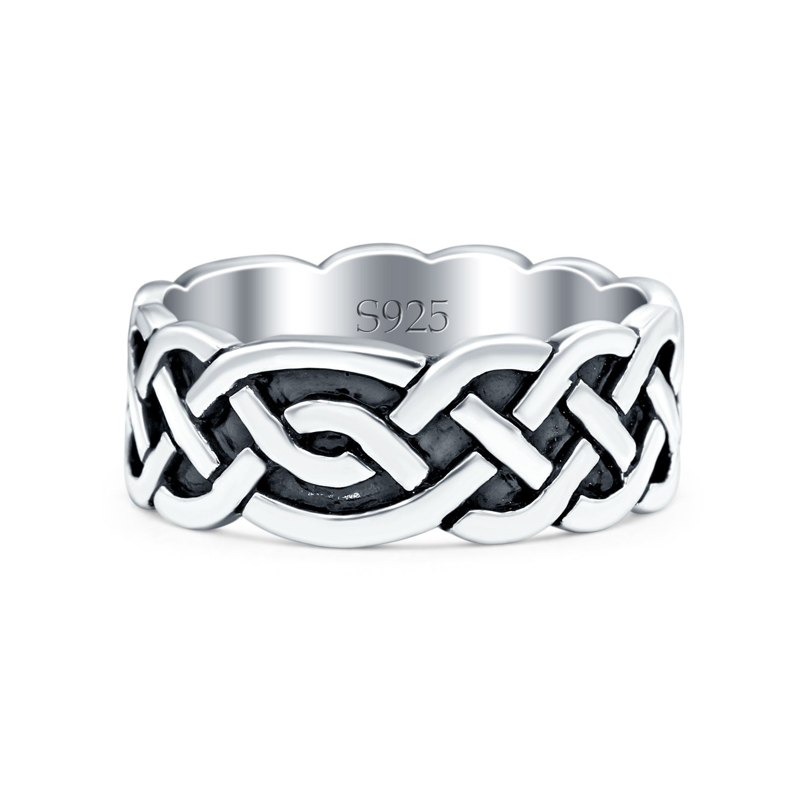 Celtic Oxidized Band Solid 925 Sterling Silver Thumb Ring (8mm)