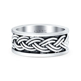 Celtic Weave Crisscross Infinity Oxidized Band Solid 925 Sterling Silver Thumb Ring (8mm)