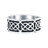 Celtic Oxidized Band Solid 925 Sterling Silver Thumb Ring (7mm)