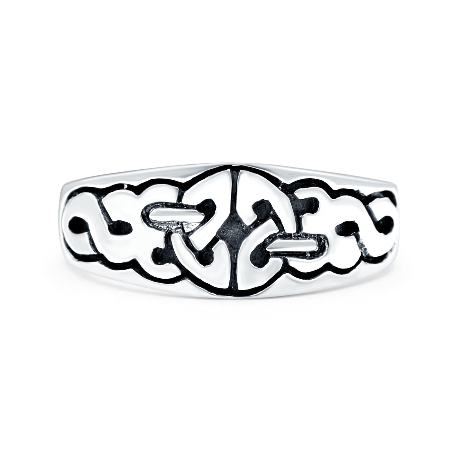 Celtic Oxidized Band Solid 925 Sterling Silver Thumb Ring (7mm)