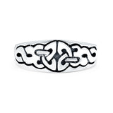 Celtic Oxidized Band Solid 925 Sterling Silver Thumb Ring (7mm)