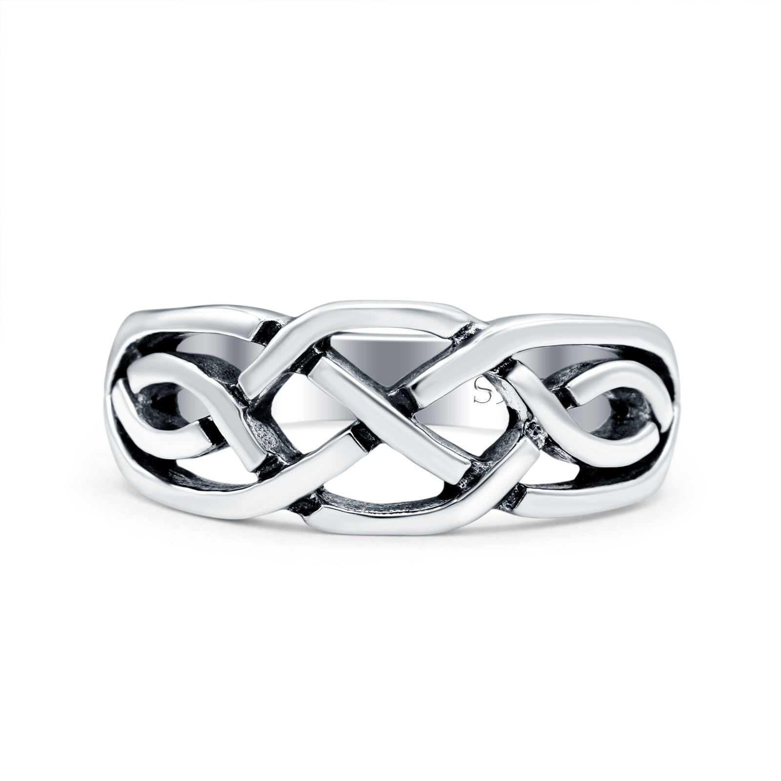 Celtic Ring Oxidized Band Solid 925 Sterling Silver Thumb Ring (9mm)