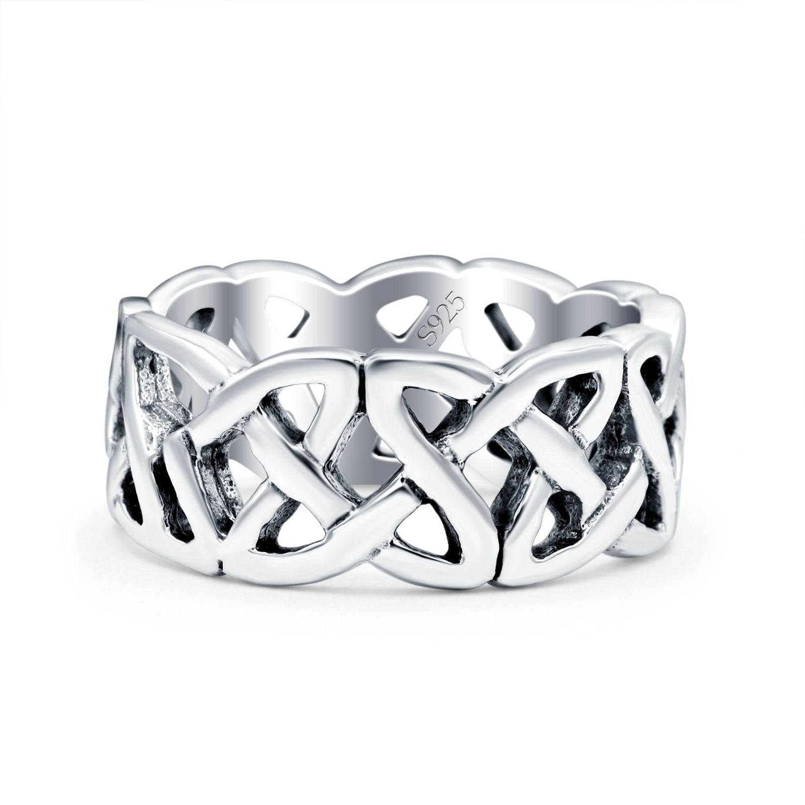 Celtic Oxidized Band Solid 925 Sterling Silver Thumb Ring (7mm)