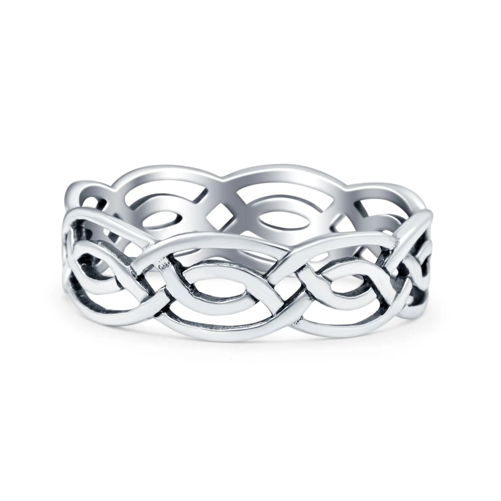 Celtic Ring Oxidized Band Solid 925 Sterling Silver Thumb Ring (5mm)