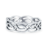 Celtic Ring Oxidized Band Solid 925 Sterling Silver Thumb Ring (5mm)