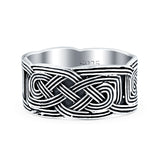 Celtic Oxidized Band Solid 925 Sterling Silver Thumb Ring (9mm)
