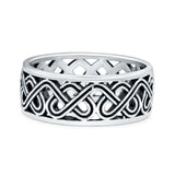 Celtic Oxidized Band Solid 925 Sterling Silver Thumb Ring (7mm)