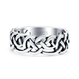 Celtic Oxidized Band Solid 925 Sterling Silver Thumb Ring (7mm)