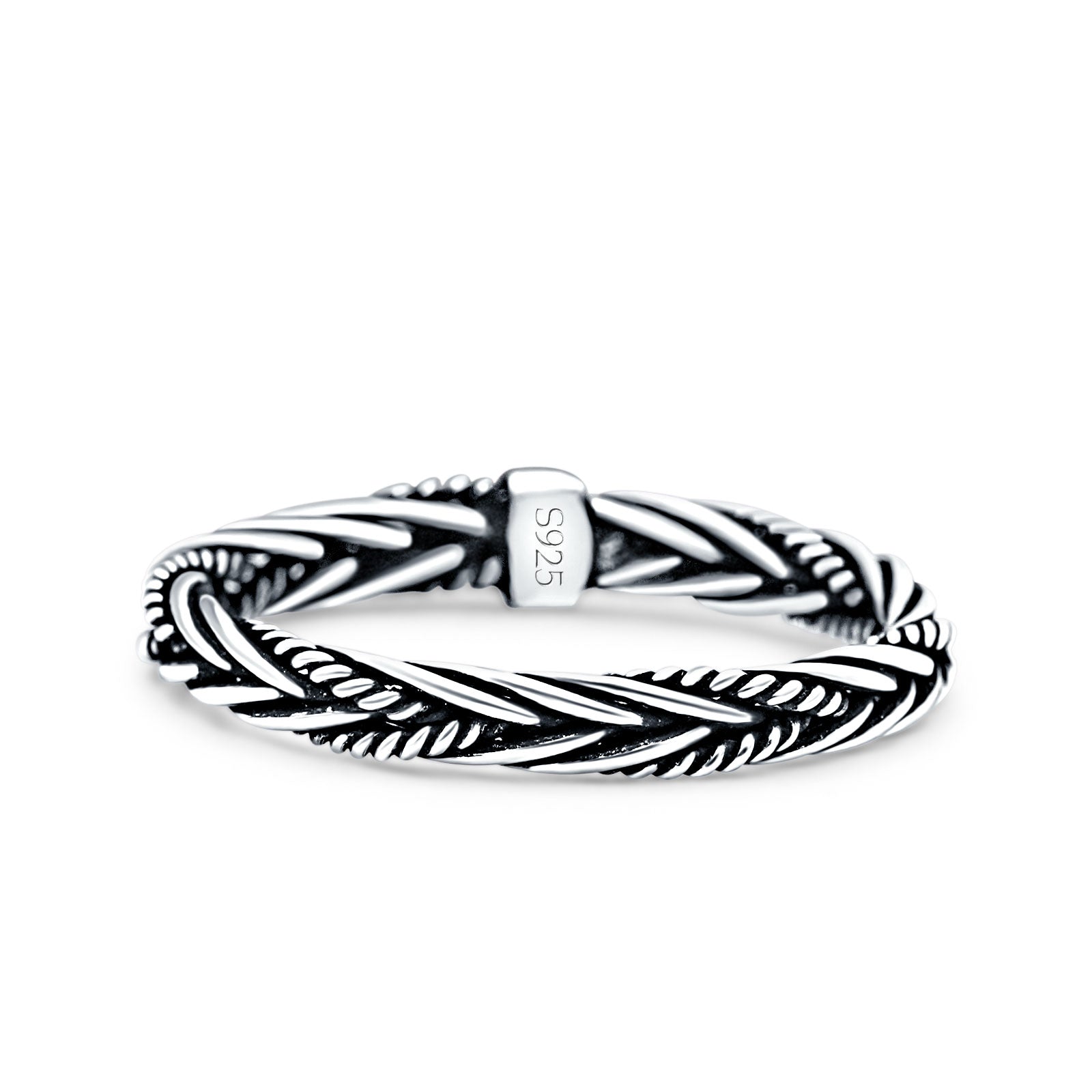 Rope Braid Oxidized Band Solid 925 Sterling Silver Thumb Ring (3mm)
