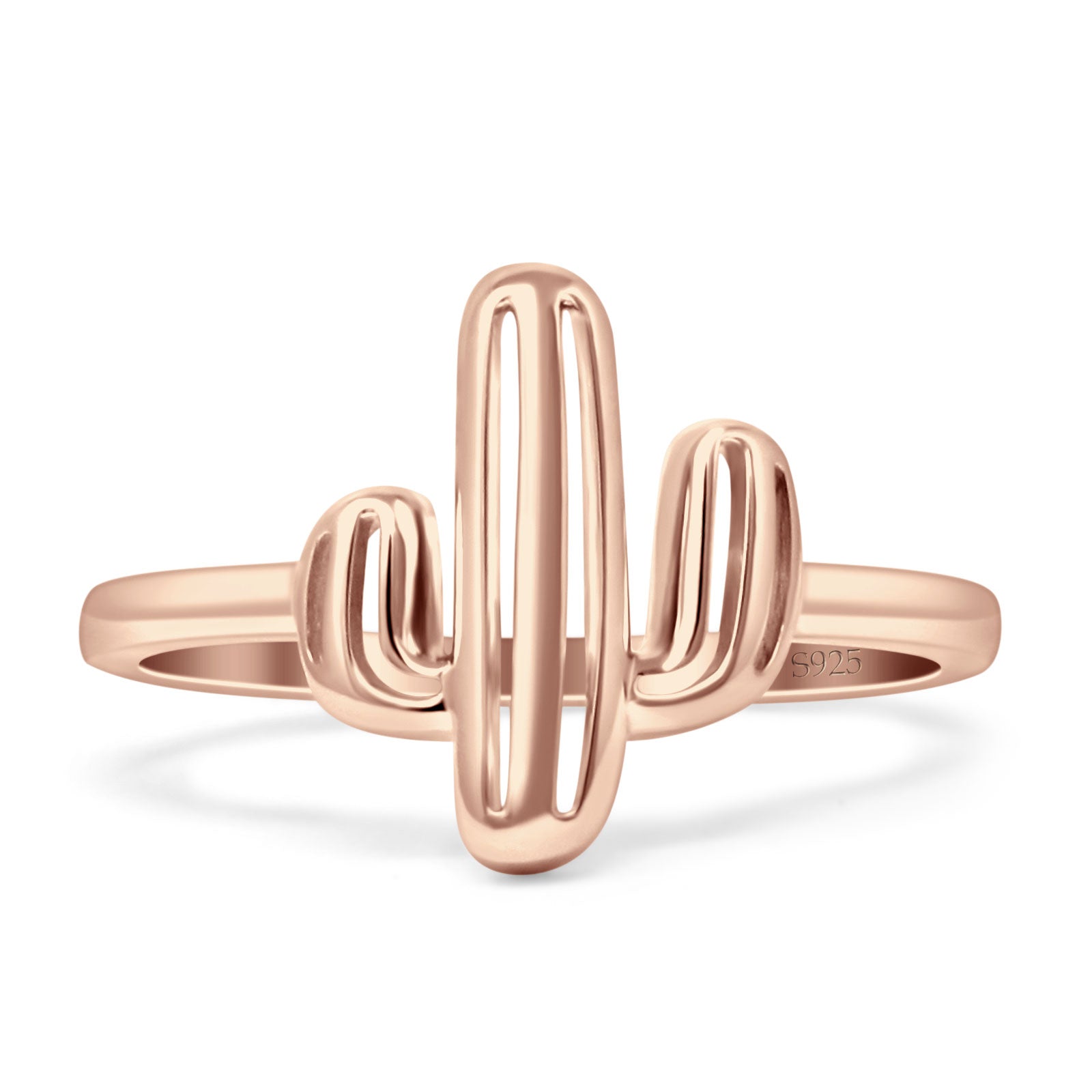 Cactus Rose Tone Plain Ring Band 925 Sterling Silver