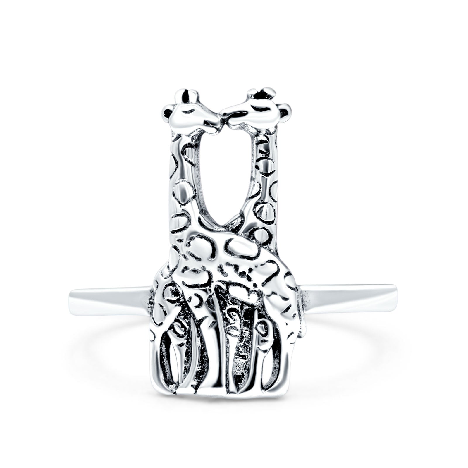Giraffe Oxidized Band Solid 925 Sterling Silver Thumb Ring (18mm)