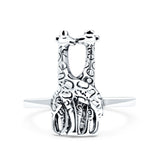 Giraffe Oxidized Band Solid 925 Sterling Silver Thumb Ring (18mm)