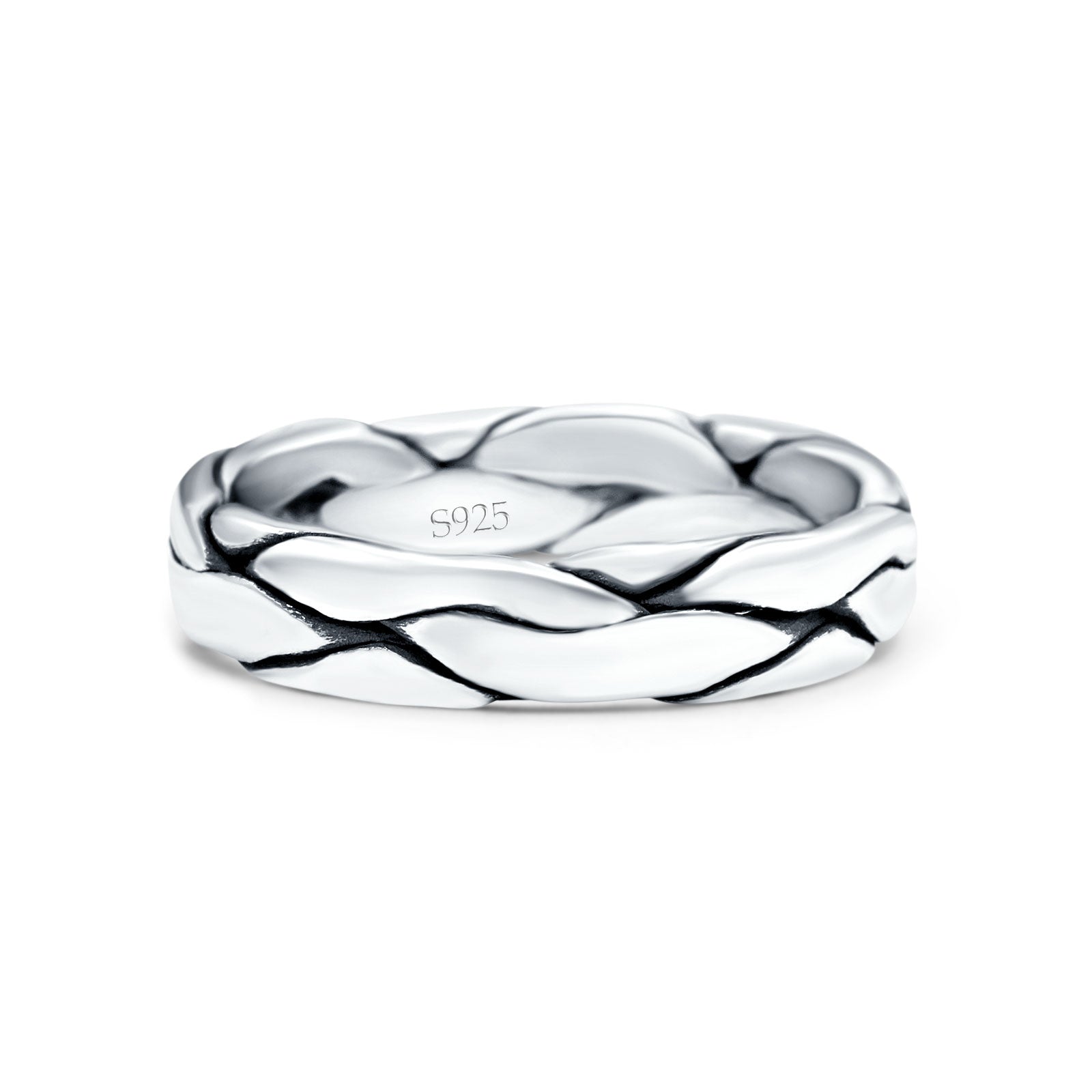 Snake Skin Band Oxidized Solid 925 Sterling Silver Thumb Ring (4.5mm)
