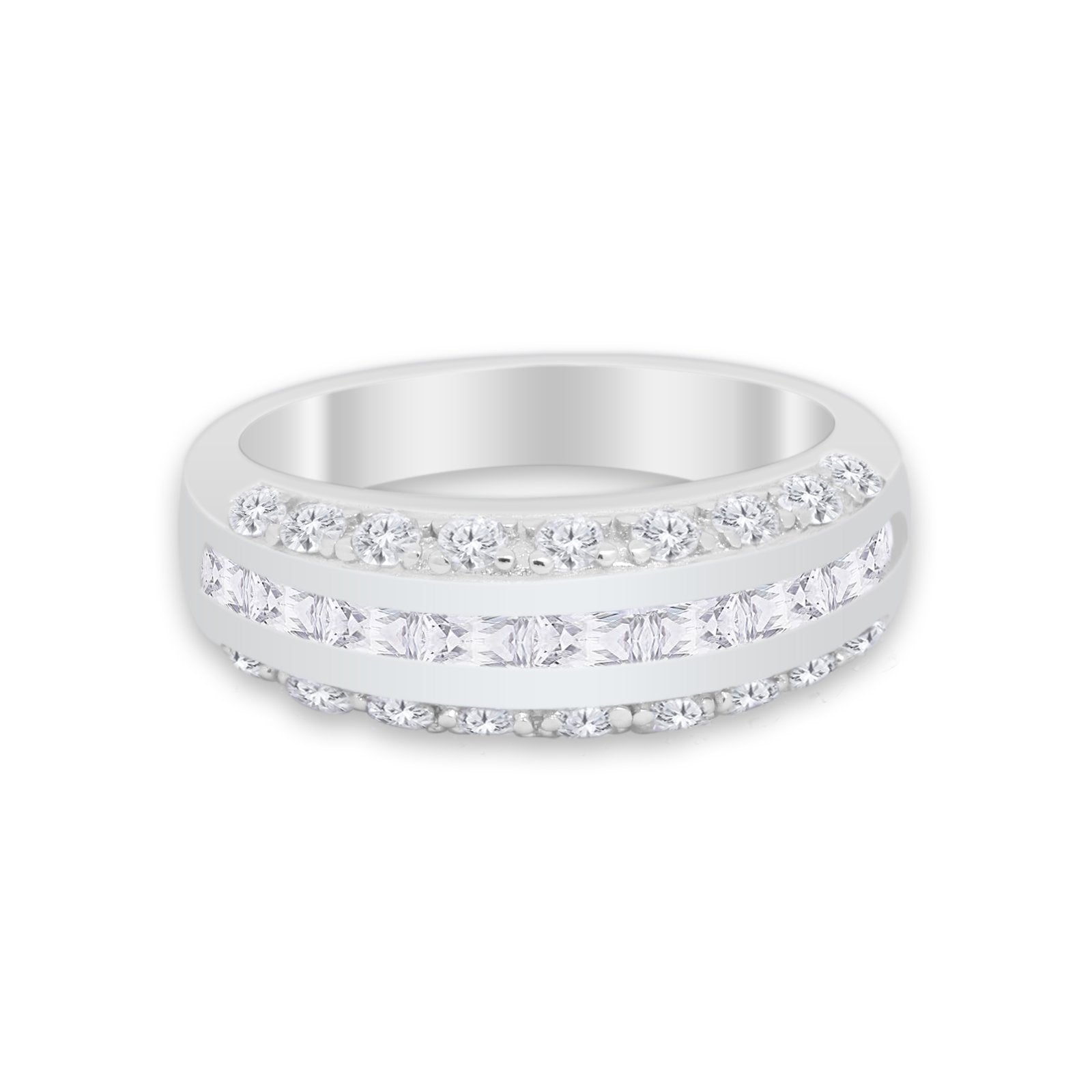 Half Eternity Wedding Band Ring Simulated Cubic Zirconia 925 Sterling Silver