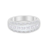 Half Eternity Wedding Band Ring Simulated Cubic Zirconia 925 Sterling Silver