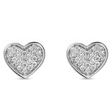 Solid 14K White Gold 8mm Heart Shaped Diamond Stud Earrings Wholesale