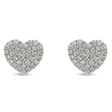 Solid 14K White Gold 6mm Heart Shape Diamond Stud Earrings Wholesale