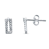 Diamond Stud Earring Trendy Rectangle Shape 14K White Gold 0.13ct Wholesale