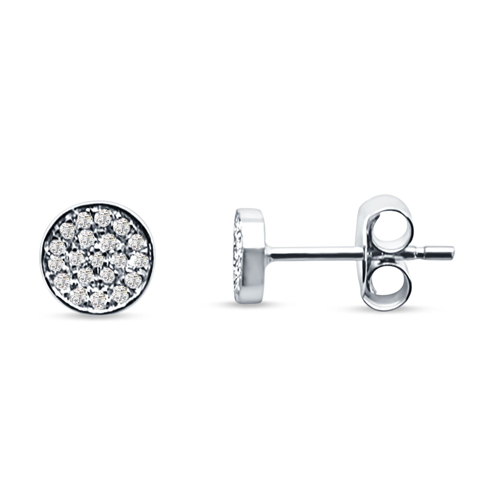 Minimalist Round Diamond Stud Earrings 14K White Gold 0.07ct Wholesale