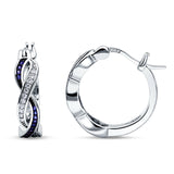 Twisted Infinity Huggie Hoop Earrings Simulated Blue Sapphire 925 Sterling Silver Wholesale