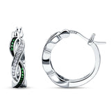Twisted Infinity Huggie Hoop Earrings Simulated Green Emerald 925 Sterling Silver Wholesale