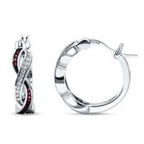 Twisted Infinity Huggie Hoop Earrings Simulated Ruby 925 Sterling Silver Wholesale