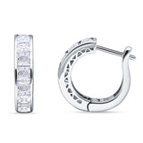 Minimalist Princess Huggie Hoop Earrings Cubic Zirconia 925 Sterling Silver Wholesale