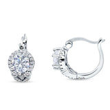 Halo Round Huggie Hoop Earrings Cubic Zirconia 925 Sterling Silver Wholesale