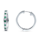 Minimalist Huggie Hoop Earrings Simulated Green Emerald 925 Sterling Silver Wholesale