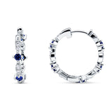 Huggie Hoop Earrings Simulated Blue Sapphire 925 Sterling Silver Wholesale
