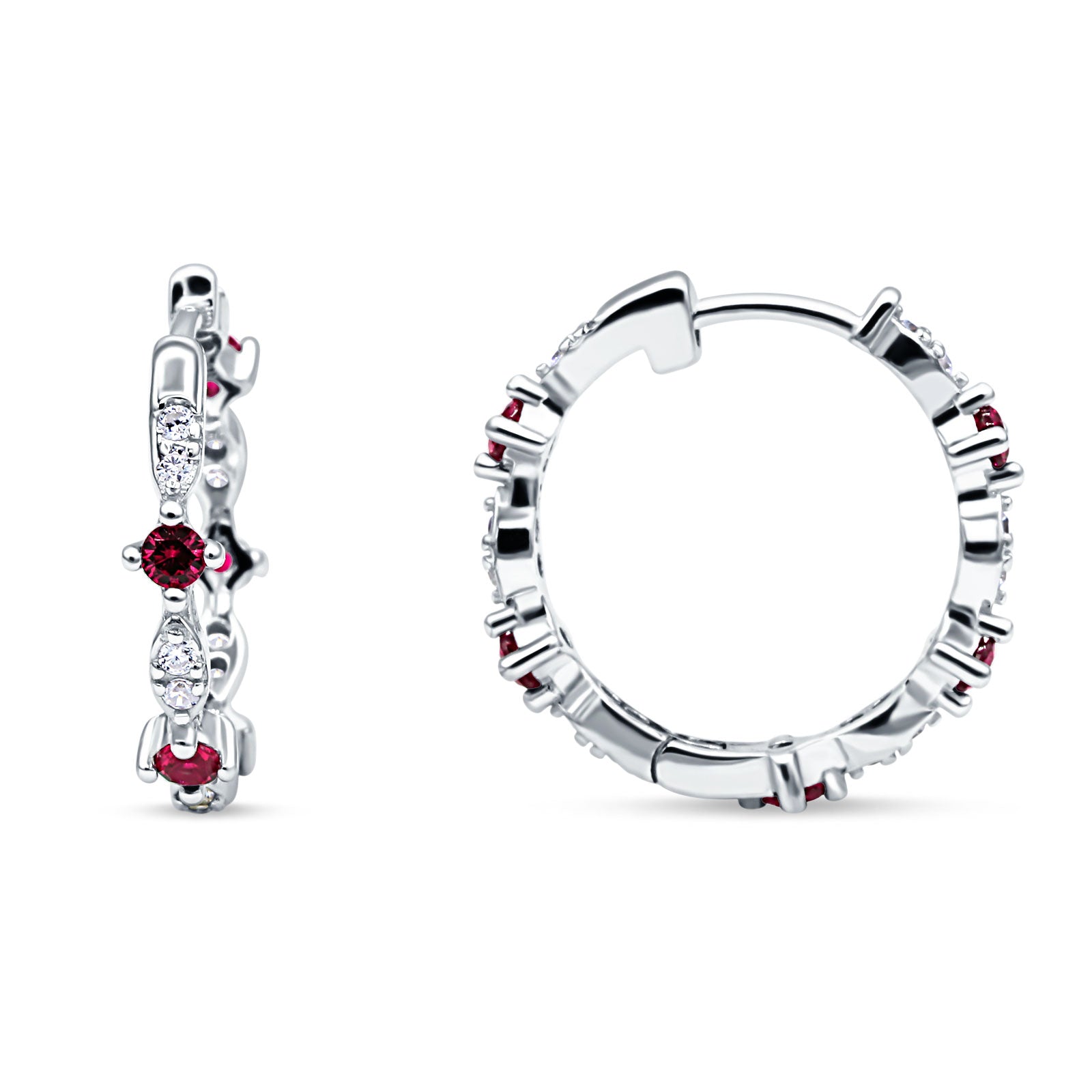 Huggie Hoop Earrings Simulated Ruby 925 Sterling Silver Wholesale