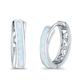 Twist Filigree Hoops Earrings Lab Created White Opal 925 Sterling Silver