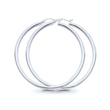 White Gold 14K 3mm Plain Snap Closure Hoop Earrings Wholesale