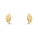 14K Yellow Gold Leaf Post Stud Earring 13mm