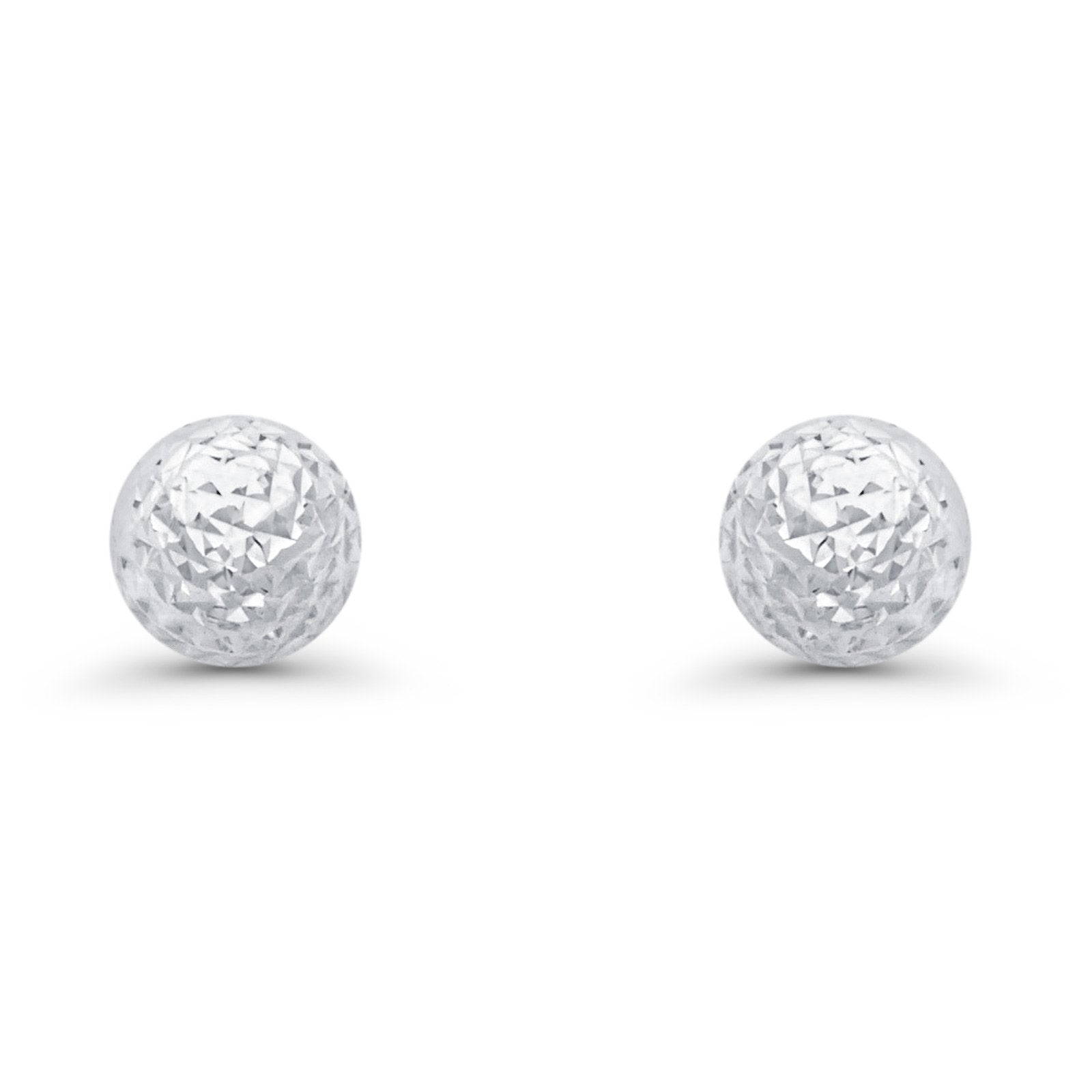 14K White Gold Half Ball Earrings DC Style 9mm