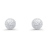 14K White Gold Half Ball Earrings DC Style 9mm