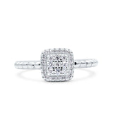 Art Deco Square Halo Wedding Bridal Ring Simulated Cubic Zirconia 925 Sterling Silver (8mm)