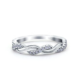 Half Eternity Rope Ring Wedding Band Round Pave Simulated CZ 925 Sterling Silver (4mm)