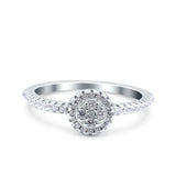 Art Deco Ring Wedding Band Round Pave Simulated Cubic Zirconia 925 Sterling Silver (7mm)