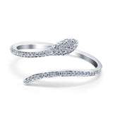 Petite Dainty Snake Ring Band Round Simulated Cubic Zirconia 925 Sterling Silver (3mm)