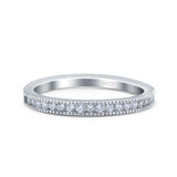Half Eternity Ring Wedding Engagement Band Round Simulated Cubic Zirconia 925 Sterling Silver