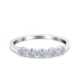 Flower Ring Eternity Wedding Band Round Pave Simulated Cubic Zirconia 925 Sterling Silver (4mm)