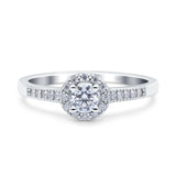 Art Deco Ring Wedding Band Round Pave Simulated Cubic Zirconia 925 Sterling Silver (7mm)