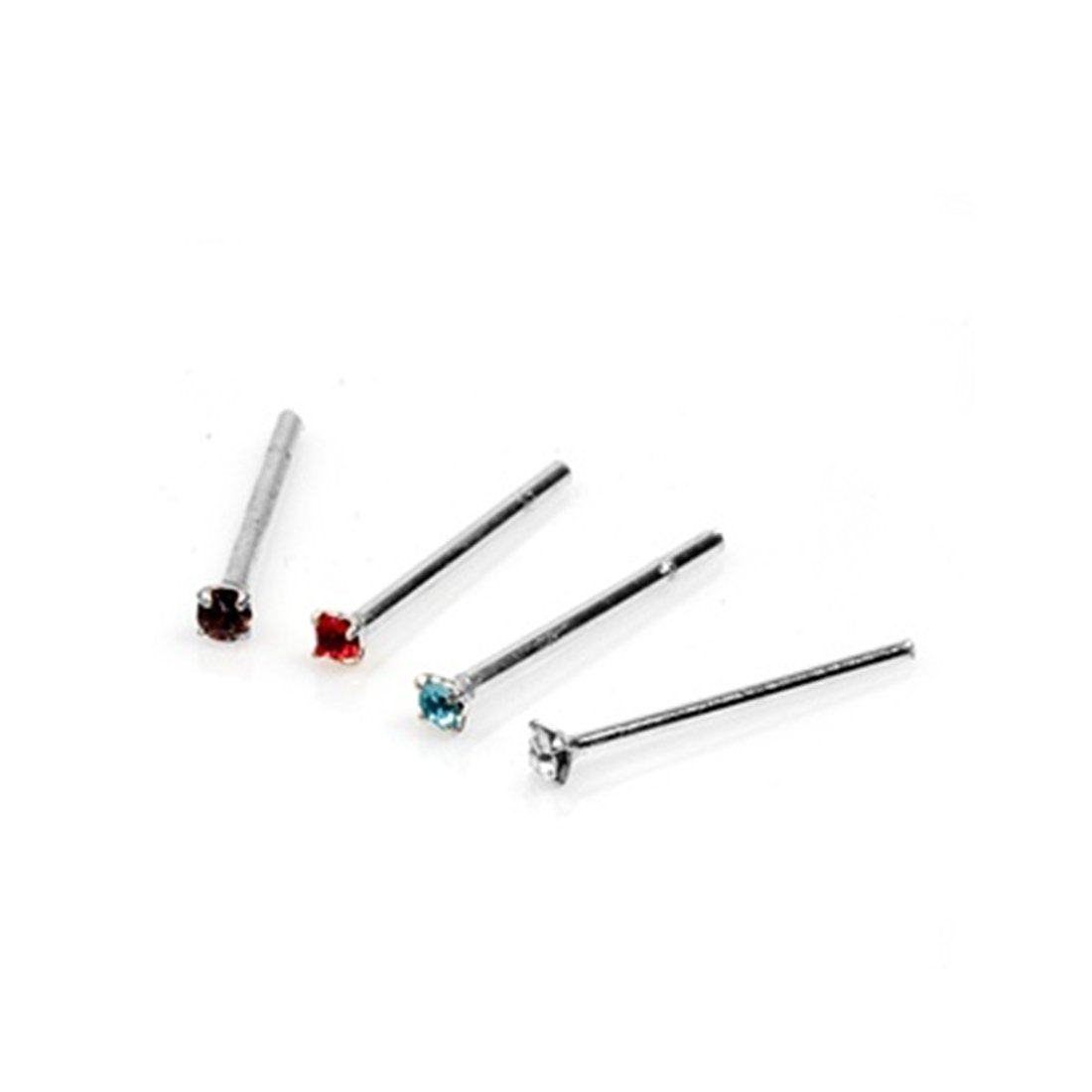 Assorted Color Nose Stud 925 Sterling Silver 1.5mm-(20 Nose Studs in a Box)