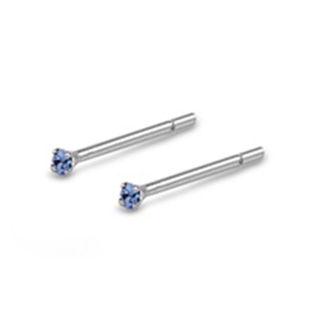 Simulated Aquamarine Cubic Zirconia Nose Stud 925 Sterling Silver-1.5mm