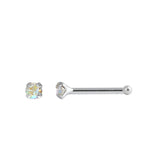 AB Crystal Simulated Cubic Zirconia Nose Stud Ball End 925 Sterling Silver 1.8mm-(20 Nose Studs in a Box)